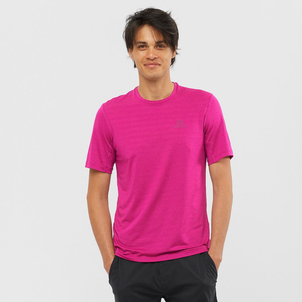 Salomon Singapore Mens T-shirts - OUTLINE Purple | 80967-CEFQ